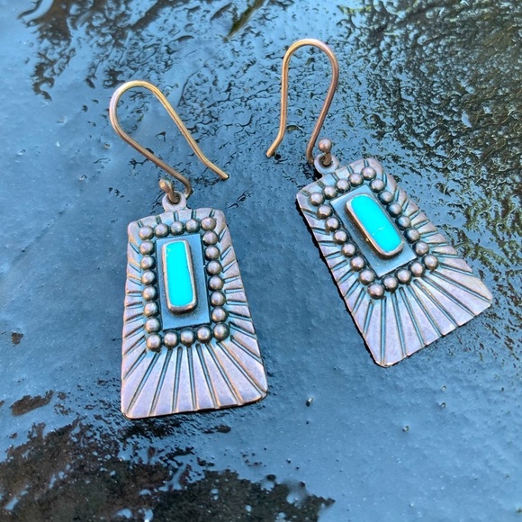 Vintage sterling turquoise earrings - Picture 1 of 3
